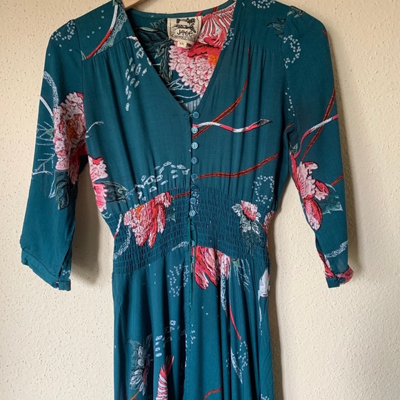 Jaase Bsynthe Crane Floral Green Maxi Dress XS - Picture 5 of 10